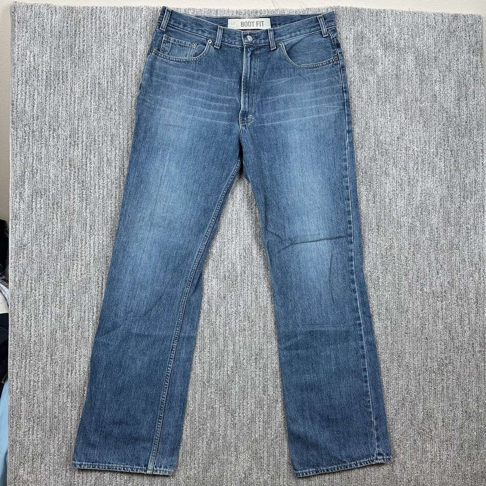 Vintage Gap Boot Fit Jeans Mens 34x36 Blue Denim Boot Cut Made‎ in USA Baggy